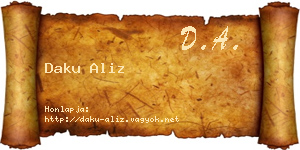 Daku Aliz névjegykártya